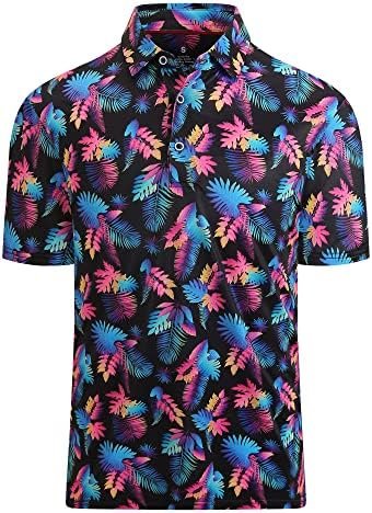 SAMERM Golf Shirts for Men Super Stretch Jacquard Dry Fit Golf Polo Moisture Wicking Short Sleeve Polo Shirts for Men