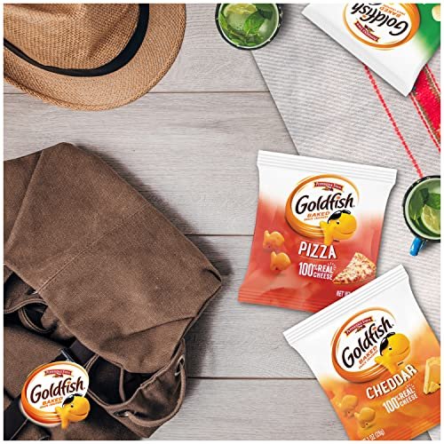 Goldfish Crackers Say Cheeeese Variety Pack with Cheddar, Pizza and Parmesan, Snack Packs, 20 Ct