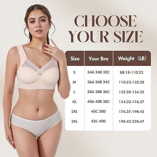 Zen Chic Bra - Seamless Powerful Push Up Wireless Bra Lift Full-Figure Posture Correcting Bra Ice Silk Anti Sagging Bra