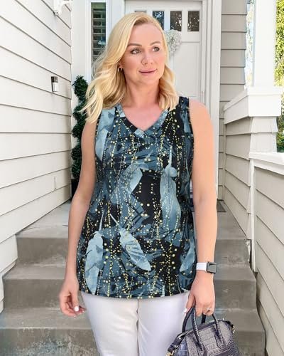 5158XvF8h2L._AC_.jpg Summer Tops for Women Sleeveless V Neck Tshirt Loose Fit Casual Tank Tunic Blouse