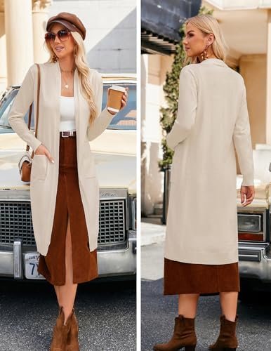 GRACE KARIN Women's 2025 Trendy Long Cardigans Sweater Lightweight Open Front Long Sleeve Maxi Duster Coats with Pockets