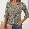 51675ADwXLL._AC_.jpg LOMON 3/4 Length Sleeve Womens Tops Summer Loose V-Neck Eyelet T-Shirts Dressy Casual Ruffle Sleeve Tunic Blouses