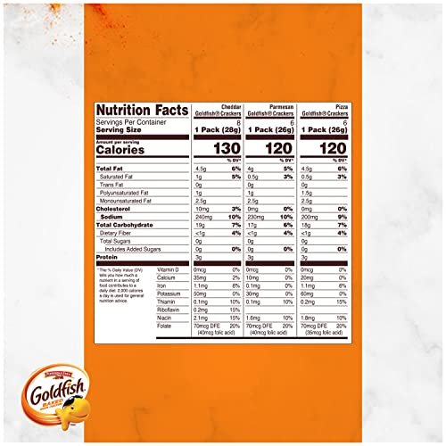 Goldfish Crackers Say Cheeeese Variety Pack with Cheddar, Pizza and Parmesan, Snack Packs, 20 Ct