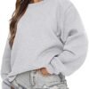 Ceboyel Oversized Sweatshirt for Women Solid Color Crewneck Pullover Tops Long Sleeve Sweaters Fall Fashion Trendy Clothes