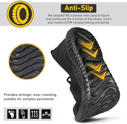 Furuian Steel Toe Shoes for Men Women Comfortable Non Slip Men's Safety Steel Toe Sneakers Industrial Warehouse Contstruction Work Shoes for Men