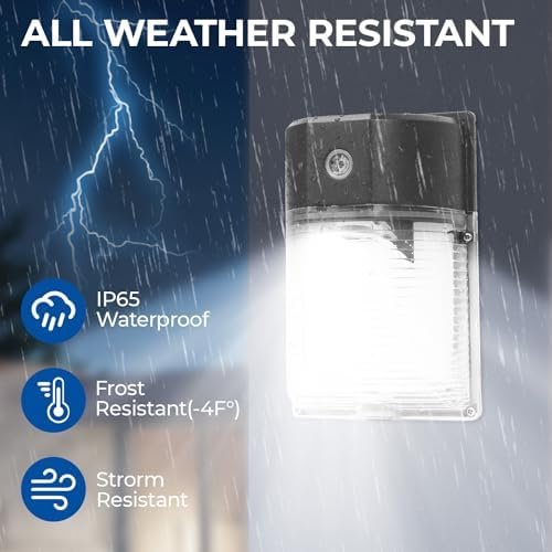 CINOTON 26W LED Wall Pack Light with Dusk to Dawn Sensor, 3000LM [100-277Vac] LED Wall Lights IP65 Waterproof Outdoor Security Flood Lighting for Garage Warehouse Garden 5000K-Daylight 1 Pack