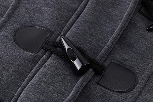 JiangWu Womens Fashion Horn Button Fleece Thicken Coat with Hood Winter Warm Jacket