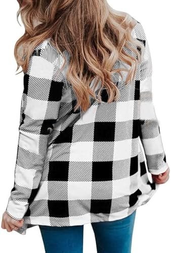 Flannel Plaid Shirt Women Trendy Plus Size Work Cardigan Long Sleeve Loose Buffalo Gingham Jacket Open Front Outfits