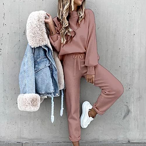 Womens Sweatsuits 2 Piece Set Airport Outfits for Women Crewneck Long Sleeve Sweatshirts Drawstring Pants Tracksuits