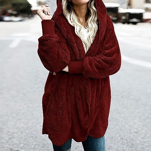 51Ag1S1hRL._AC_.jpg Women 2023 Fall Winter Fleece Jackets Oversized Long Sleeve Open Front Hooded Sherpa Cardigan Warm Fuzzy Coat Outwear