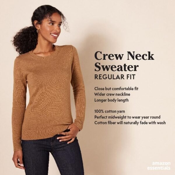 Amazon Essentials Women's Crewneck Sweater, 100% Cotton, Plus Size Available