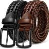 51CEiS5jCrL._AC_.jpg BULLIANT Men Belt 2Pack,Braided Woven Leather Belt For Men Golf Casual Jeans 1 3/8"
