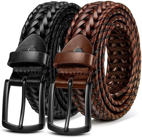51CEiS5jCrL._AC_.jpg BULLIANT Men Belt 2Pack,Braided Woven Leather Belt For Men Golf Casual Jeans 1 3/8"