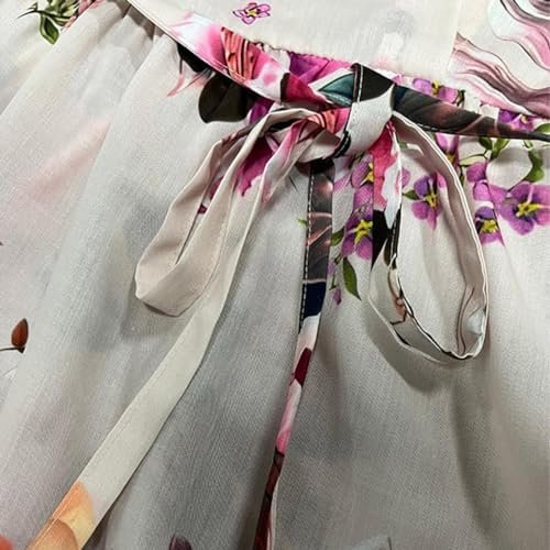 Cotton Linen Dresses for Women 2024 Maxi Button Down Plus Size A Line Dress Trendy 3/4 Sleeve Floral Dress Summer Dresses