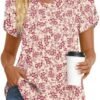 51CcxmsQ-gL._AC_.jpg HOTGIFT Womens Tunic Tops 2025 Summer Short Sleeve V Neck Chiffon T Shirt M-3XL