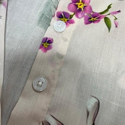 Cotton Linen Dresses for Women 2024 Maxi Button Down Plus Size A Line Dress Trendy 3/4 Sleeve Floral Dress Summer Dresses