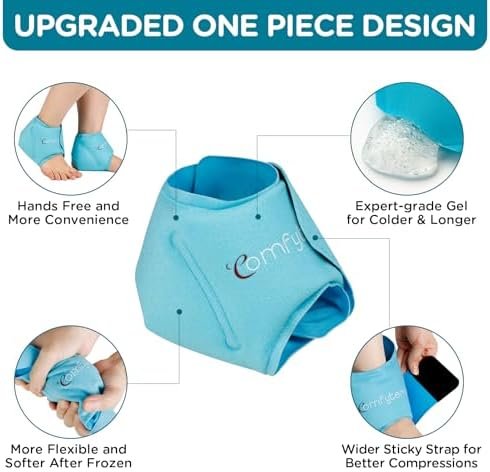 Comfytemp Ankle Ice Pack Wrap for Swelling, Plantar Fasciitis, Foot Pain Relief, FSA Eligible, Gel Packs for Injuries Reusable, Hot Cold Compression for Achilles Tendonitis, Sprain Ankles, Gift, 2 Pcs