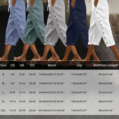51F9DdFhffL._AC_.jpg Striped Linen Pants Women Linen Capri Pants Lightweight Spring Summer Pants for Women 2025 Ladies Pinstripe Pants
