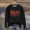 Generic Halloween Sweatshirts for Women 1692 Salem Broom Co Graphic Pullover Crewneck Long Sleeve Shirts 2024 Fall Outfits