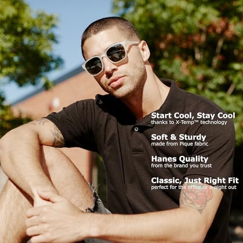 51Ge8nk0sL._AC_.jpg Hanes Men’s X-Temp Short Sleeve Polo Shirt, Midweight Men's Shirt