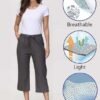 Capri Pants for Women Casual Summer Cotton Linen Capris Drawstring Elastic High Waist Pants Wide Leg Cropped Trouser 2025 New