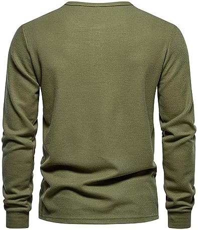 Muscularfit Long Sleeve Shirts for Men Workout Waffle Quarter Button Polo Shirts Causal Henley Tshirt Athletic Fall Clothes
