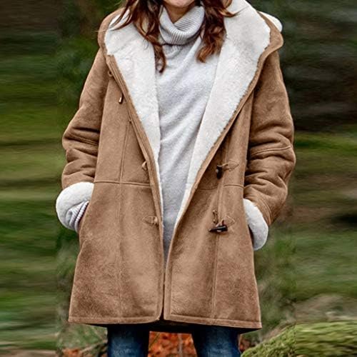 SHAOBGE Womens Plus Size Winter Coats Warm Sherpa Fleece Lined Jackets Hooded Parka Faux Suede Pea Coat Outerwear 2024