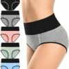 MISSWHO Cotton High Waisted Womens Underwear Soft Stretch Breathable Full Coverage Ladies Panties(Regular & Plus Size)
