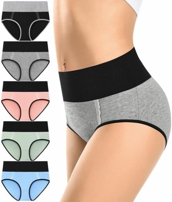 MISSWHO Cotton High Waisted Womens Underwear Soft Stretch Breathable Full Coverage Ladies Panties(Regular & Plus Size)