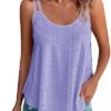 Womens Tank Tops Dressy Casual Eyelet Sleeveless Scoop Neck Camisole Shirts Loose Flowy Aesthetic Summer Beach Blouse
