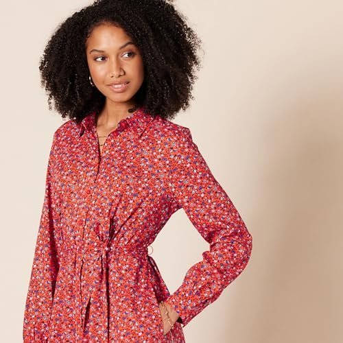 Amazon Essentials Women's Georgette Long Sleeve Midi Length Shirt Dress