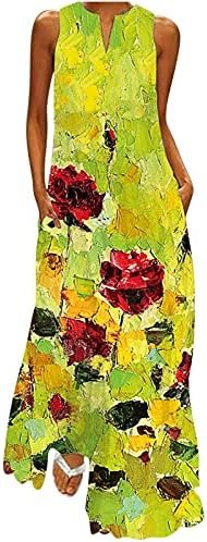 Ceboyel Womens Boho Floral Maxi Dresses Floral Flowy Long Dresses Sleeveless Sun Dress Casual Summer Trendy Outfits 2024