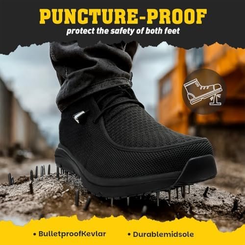 51QJDNkC3NL._AC_.jpg Slip On Steel Toe Shoes Men Women Waterproof Non Slip Lightweight Comfortable Walking Loafers No-Laces