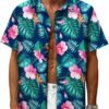 Hawaiian Shirt for Men Tropical Shirts Summer Beach Button Down Short Sleeve Luau Aloha Floral Cruise Vacation Outfit 2025