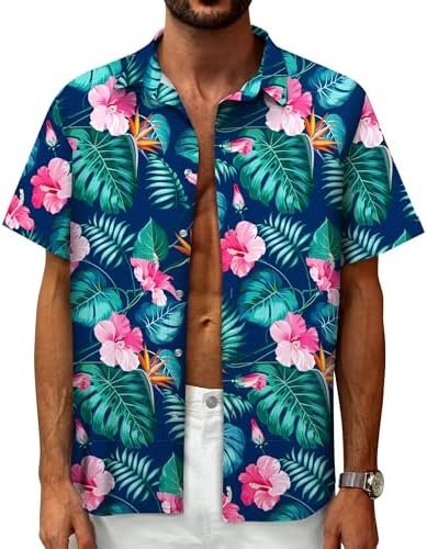 Hawaiian Shirt for Men Tropical Shirts Summer Beach Button Down Short Sleeve Luau Aloha Floral Cruise Vacation Outfit 2025