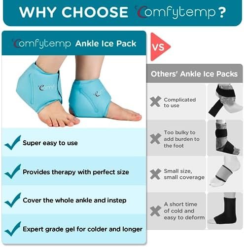 Comfytemp Ankle Ice Pack Wrap for Swelling, Plantar Fasciitis, Foot Pain Relief, FSA Eligible, Gel Packs for Injuries Reusable, Hot Cold Compression for Achilles Tendonitis, Sprain Ankles, Gift, 2 Pcs