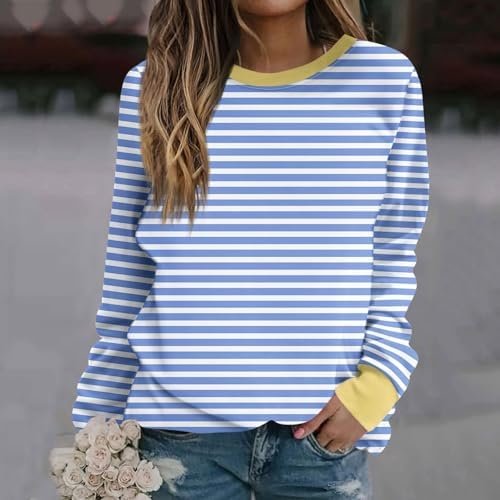 51TT3aMzMRL._AC_.jpg Generic Striped Shirt Women, Casual Crewneck Loose Soft Long Sleeve Sweatshirt Pullover Plus Size Fall Tops Loose Fit Blouses