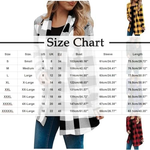 Flannel Plaid Shirt Women Trendy Plus Size Work Cardigan Long Sleeve Loose Buffalo Gingham Jacket Open Front Outfits