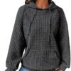 Ceboyel Women Waffle Knit Cute Hoodies Drawstring Pullover Sweatshirts Fashion Casual Sweaters Comfy Fall Clothes Outfits
