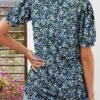 ROSELINLIN Womens Short Sleeve Shirts Loose Summer Floral Tunic Tops