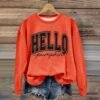 Generic Halloween Sweatshirts for Women Casual Crewneck Pullover Long Sleeve Shirt Hello Pumpkin Print Loose Fit Fall Clothes