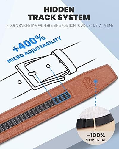 Zitahli Ratchet Belt for Men - 2 Packs Leather Mens belt For Gift Men Dress and Casual,Trim to Fit