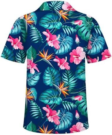 Hawaiian Shirt for Men Tropical Shirts Summer Beach Button Down Short Sleeve Luau Aloha Floral Cruise Vacation Outfit 2025