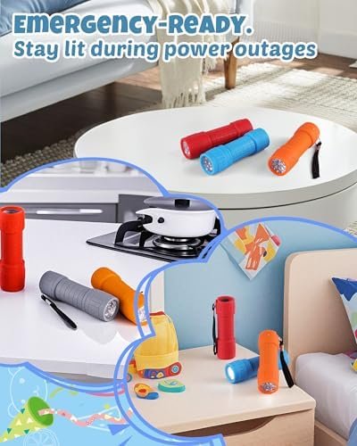 51bob15T1ML._AC_.jpg EverBrite 9-LED Flashlight 6-Pack Impact Handheld Torch Assorted Colors with Lanyard 3AAA Battery Included (Hurricane Supplies, Camping, Hiking, Emergency, Hunting)