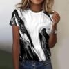 51cNRPwcoL._AC_.jpg Generic Women Short Sleeve Shirts Summer Tops 2024 Floral Print Tops for Women Loose Round Neck Women Blouse Spring Clothes