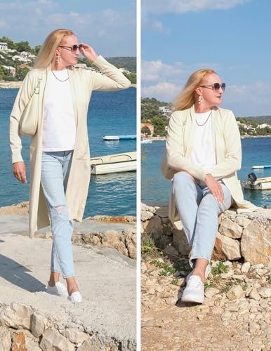 GRACE KARIN Women's 2025 Trendy Long Cardigans Sweater Lightweight Open Front Long Sleeve Maxi Duster Coats with Pockets