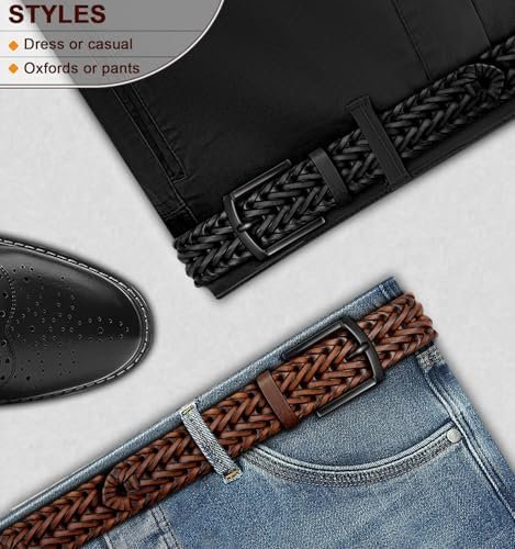 51curKa43HL._AC_.jpg BULLIANT Men Belt 2Pack,Braided Woven Leather Belt For Men Golf Casual Jeans 1 3/8"