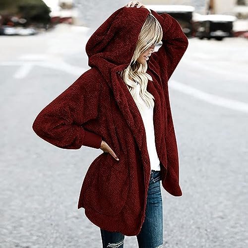 51fsQGMcHhL._AC_.jpg Women 2023 Fall Winter Fleece Jackets Oversized Long Sleeve Open Front Hooded Sherpa Cardigan Warm Fuzzy Coat Outwear