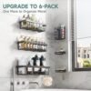 Veken Rustproof & Waterproof Shower Caddy 6-Pack, No Drilling Adhesive Shelves Rack with Soap Holder, Large Capacity Bathroom Organizers and Storage, Wall-Mounted Kitchen & Home Decor