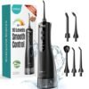 COSLUS Portable Water Flosser for Teeth: 10 Pressure Settings Professional Water Dental Pick for Orthodontic, Braces & Sensitive Gums - Cordless for Travel Use, for Adults Teens, BPA-Free, E40